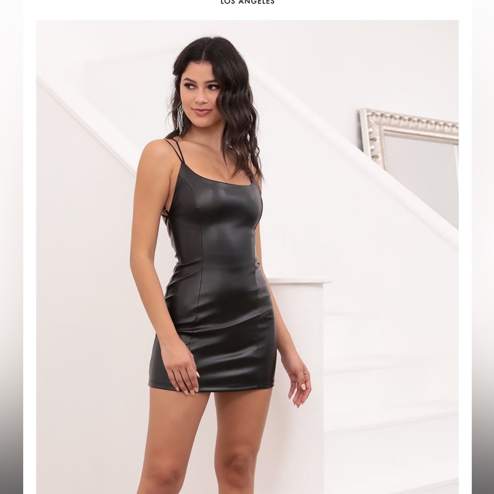 Princess Polly Corset Black Leather Dress